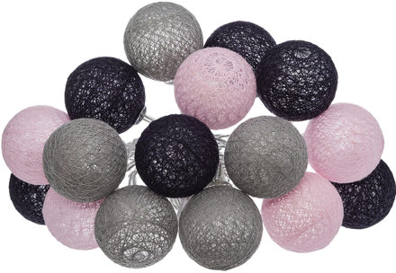 Atmosphera Lichtslinger/lichtsnoer met 16 decoratieve verlichte balletjes 3.5 cm - multi kleur mix - 255 cm
