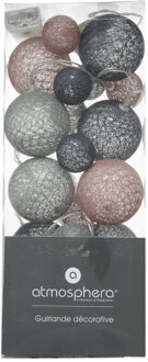 Atmosphera Lichtslinger/lichtsnoer met 20 decoratieve verlichte balletjes - multi kleur mix - 210 cm - batterij