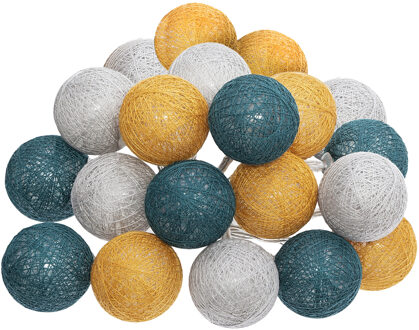 Atmosphera Lichtslinger/lichtsnoer met 20 decoratieve verlichte balletjes - multi kleur mix - 435 cm - stekker
