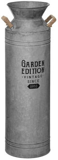 Atmosphera Melkbus vorm vaas/container - Zink - zilvergrijs - 18 x 62 cm - Decoratie/droogbloemen/takken