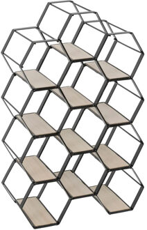 Atmosphera Metalen hexagon flessenrek / wijnrek - voor 12 flessen - 30 x 16 x 47 cm - zwart