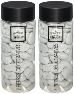 Atmosphera middelgrote decoratie/hobby stenen - 2x - grijs - 750 gram - Aquarium en vazen vulling