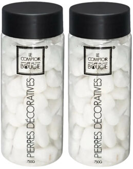 Atmosphera middelgrote decoratie/hobby stenen - 2x - wit - 750 gram - Aquarium en vazen vulling