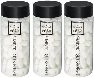 Atmosphera middelgrote decoratie/hobby stenen - 3x - wit - 750 gram - Aquarium en vazen vulling