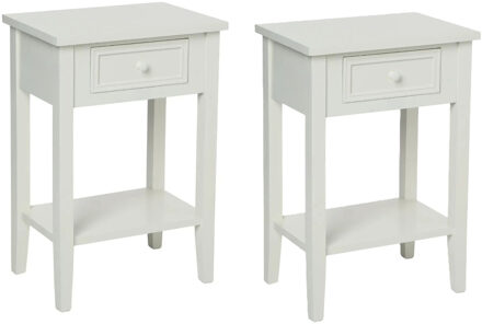 Atmosphera Nachtkastje Charm - 2x - Moderne stijl - MDF hout - met lade - 45 x 30 x 67 cm