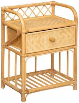 Atmosphera Nachtkastje Rotan - Ibiza stijl - bamboe hout - met lade - 45 x 30 x 60 cm