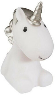 Atmosphera Nachtlampje LED - Unicorn - zilver - kunststof - 12 x 7 x 13.5 cm - kinderkamer