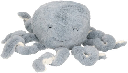 Atmosphera Octopus/inktvis knuffel van zachte pluche - grijs/wit - 22 cm