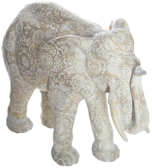 Atmosphera Olifanten dierenbeeldje - beige Mandala - 27 x 12 x 21 cm - home deco beeld