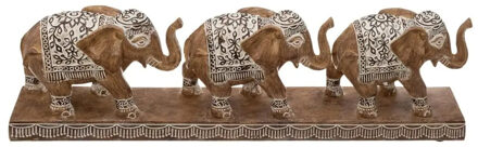 Atmosphera Olifantjes dierenbeeldje - bruin - 46 x 7,5 x 13 cm - Beeldjes