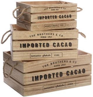 Atmosphera Opbergkisten set 3x stuks - hout - decoratief - vintage look - 35 x 25 x 15 cm