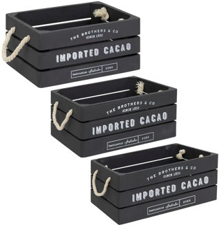 Atmosphera Opbergkisten set 3x stuks - hout - decoratief - vintage look - 35 x 25 x 15 cm