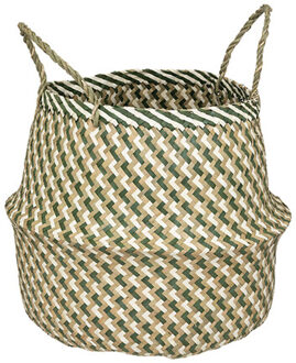Atmosphera Opbergmand Elie - rond - riet - groen/bruin - 35 x 40 cm - opvouwbaar - decoratie mand