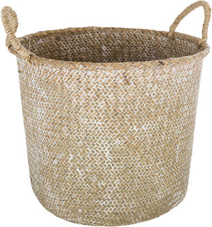 Atmosphera Opbergmand Julian - rond - riet - naturel - 37 x 27 cm - opvouwbaar - decoratie mand