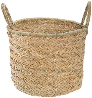Atmosphera Opbergmand Opra - rond - riet - naturel - 28 x 34 cm - opvouwbaar - decoratie mand