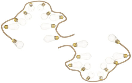 Atmosphera pakket van 2x stuks lichtslingers/lichtsnoeren 10 gloeilampen aan jute touw 165 cm