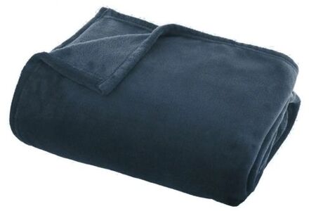 Atmosphera Plaid/bank deken - donker grijsblauw - polyester - 130 x 180 cm - Plaids