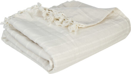 Atmosphera Plaid - creme - 230 x 250 cm - katoen - met franjes - kleed - dekentje