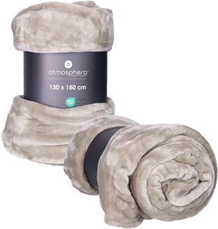 Atmosphera Plaid deken - 2x - lichtgrijs - polyester - 130 x 180 cm - Bankdeken - Fleece plaid