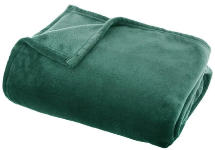 Atmosphera Plaid deken - groen - polyester - 125 x 150 cm - Bankdeken - Fleece plaid