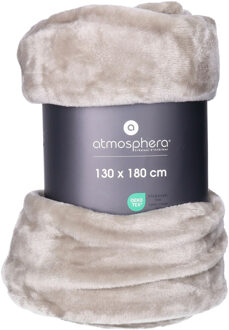 Atmosphera Plaid deken - lichtgrijs - polyester - 130 x 180 cm - Bankdeken - Fleece plaid