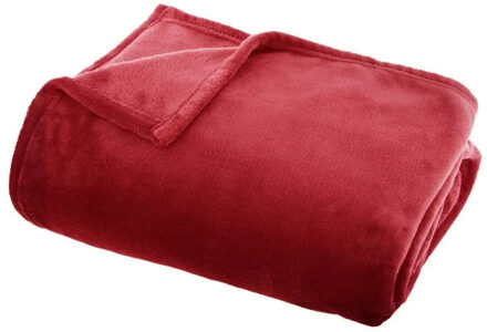 Atmosphera Plaid deken - rood - polyester - 130 x 180 cm - Bankdeken - Fleece plaid
