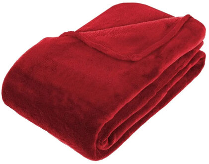 Atmosphera Plaid - rood - polyester - 180 x 230 cm - fleece deken - groot