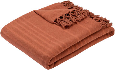 Atmosphera Plaid - terracotta - 230 x 250 cm - katoen - met franjes - kleed - dekentje