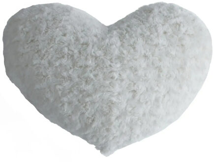 Atmosphera Pluche kussen hart wit 28 x 36 cm - Sierkussens