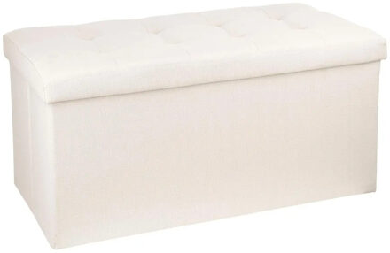 Atmosphera Poef/hocker/voetenbankje - opbergbox - beige - PU/MDF - 76 x 38 x 38 cm - Poefs
