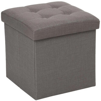 Atmosphera Poef/hocker/voetenbankje - opbergbox - donkergrijs - PU/MDF - 38 x 38 cm - Poefs