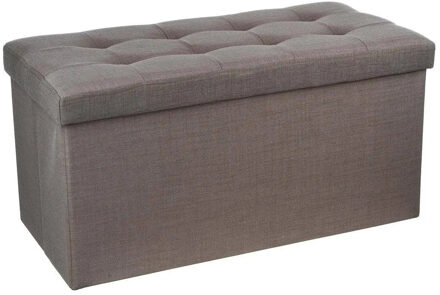Atmosphera Poef/hocker/voetenbankje - opbergbox - donkergrijs - PU/MDF - 76 x 38 x 38 cm - Poefs