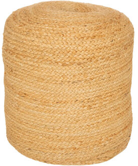 Atmosphera Poef om te zitten Desert Vibes - hout/jute stof - Beige - D40 x H40 cm - bijzet stoeltjes - Poefs