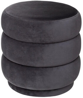 Atmosphera Poef om te zitten Desert Vibes - hout/stof - soft donkergrijs - D40 x H40 cm - bijzet stoeltjes