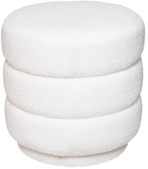 Atmosphera Poef om te zitten Desert Vibes - hout/stof - soft wit - D40 x H40 cm - bijzet stoeltjes