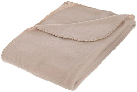 Atmosphera Polar Fleece deken of plaid - beige - 125 x 150 cm - polyester - Bankdeken - Fleece plaid