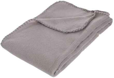 Atmosphera Polar Fleece deken of plaid - grijs - 125 x 150 cm - polyester - Bankdeken - Fleece plaid