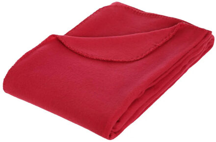 Atmosphera Polar Fleece deken of plaid - rood - 125 x 150 cm - polyester - Bankdeken - Fleece plaid