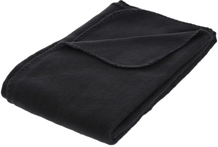 Atmosphera Polar Fleece deken of plaid - zwart - 125 x 150 cm - polyester - Bankdeken - Fleece plaid
