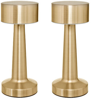 Atmosphera Portable tafellamp Caracas - 2x - goud - aanraaksensor - op batterijen - binnen/buiten - H21 cm