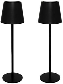 Atmosphera Portable tafellamp Cody - 2x - zwart - aanraaksensor - op batterijen - binnen/buiten