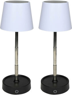 Atmosphera Portable tafellamp LED - 2x - wit - telescopisch - 38 cm - oplaadbaar USB - binnen/buiten
