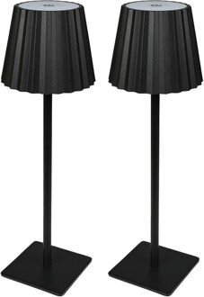 Atmosphera Portable tafellamp LED - 2x - zwart - telescopisch - 38 cm - oplaadbaar USB - binnen/buiten