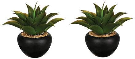 Atmosphera Set van 2x stuks atmosphera Aloe Vera kunstplanten in keramische pot 37 cm - Kunstplanten Groen