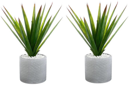 Atmosphera Set van 2x stuks atmosphera Aloe Vera kunstplanten in keramische pot 47 cm - Kunstplanten Groen