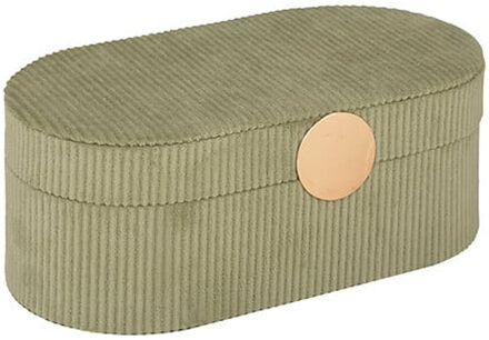 Atmosphera Sieraden/bijouterie kistje - 25 x 13 x 10 - groen - juwelenkistje - vakjes indeling