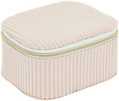 Atmosphera Sieraden/bijouterie kistje - 9 x 5 x 11 - creme - juwelenkistje met rits - vakjes indeling