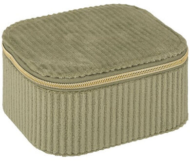Atmosphera Sieraden/bijouterie kistje - 9 x 5 x 11 - groen - juwelenkistje met rits - vakjes indeling