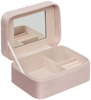 Atmosphera Sieradenkistje Bijou - 15 x 9 x 21 cm - roze - Juwelenkistje - met spiegel en vakjes indeling