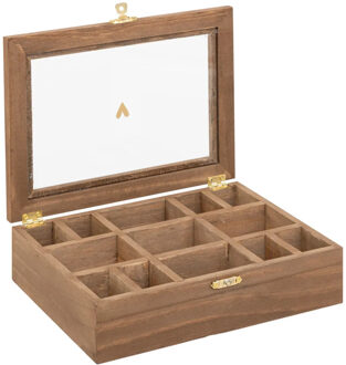 Atmosphera Sieradenkistje Marbella - 20 x 5 x 15 cm - bruin - Juwelenkistje - met 13 vakjes indeling